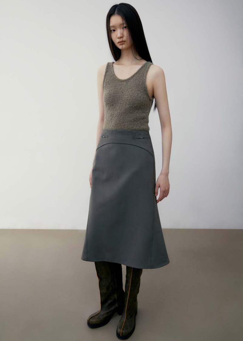 [LOW CLASSIC] / ☆ 24SS STRING MIDI SKIRT / DARK NAVY LOW CLASSIC Suede Mermaid Midi Skirt - Brown | Garmentory