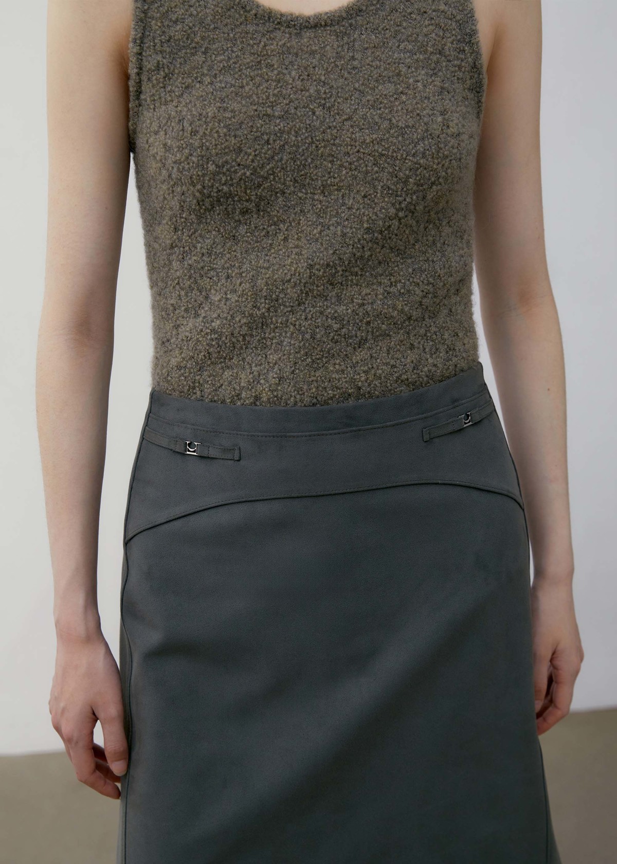 [LOW CLASSIC] / ☆ 24SS STRING MIDI SKIRT / DARK NAVY LOW CLASSIC Suede Mermaid Midi Skirt - Brown | Garmentory