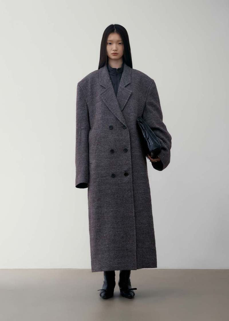 [LOW CLASSIC] / ☆ 24SS OVER FIT BELTED COAT / MELANGE GREY LOW CLASSIC Oversized Wool Coat - Grey Melange | Garmentory