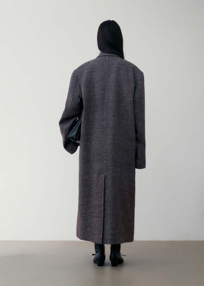 [LOW CLASSIC] / ☆ 24SS OVER FIT BELTED COAT / MELANGE GREY LOW CLASSIC Oversized Wool Coat - Grey Melange | Garmentory