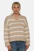 The Tile Club Jackie Striped Sweater - Beige/White - Thumbnail 1