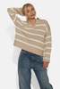 The Tile Club Jackie Striped Sweater - Beige/White - Thumbnail 4