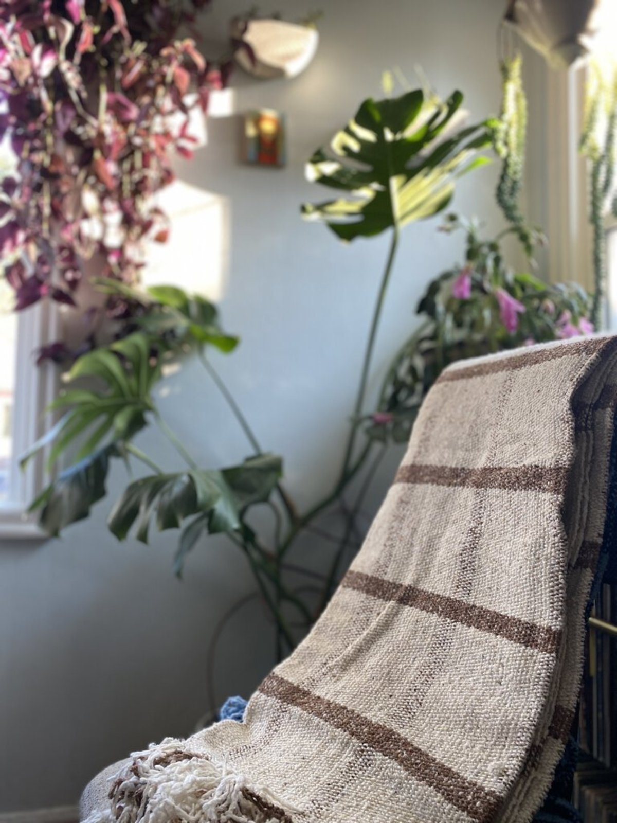 Sundream Sustainable Throw Blanket Cream/Coffee Plaid Garmentory