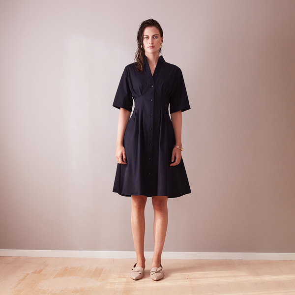 white christmas dresses Åsa black shirt dress cotton-knee length – Studio Heijne main image 0