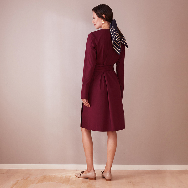 Studio Heijne Knee Length Wrap Dress Bordeaux
