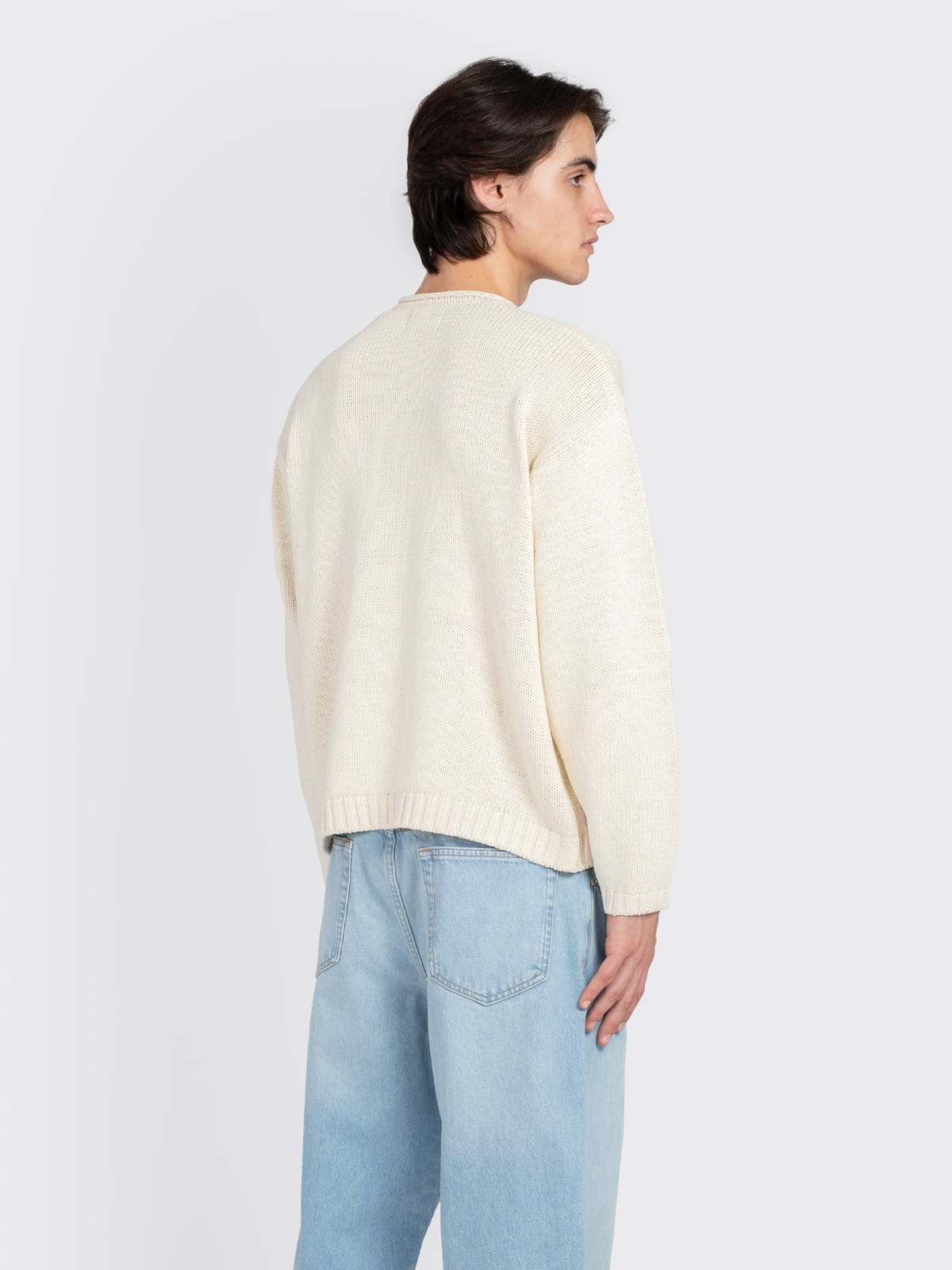 Stussy Embroided V-Neck Logo Sweater - Natural | Garmentory