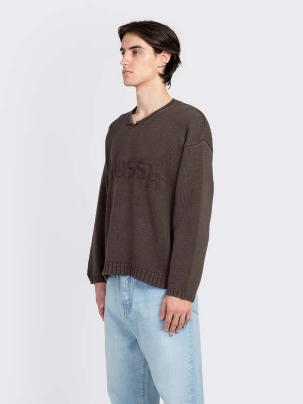 Stussy Embroided V-Neck Logo Sweater | Garmentory