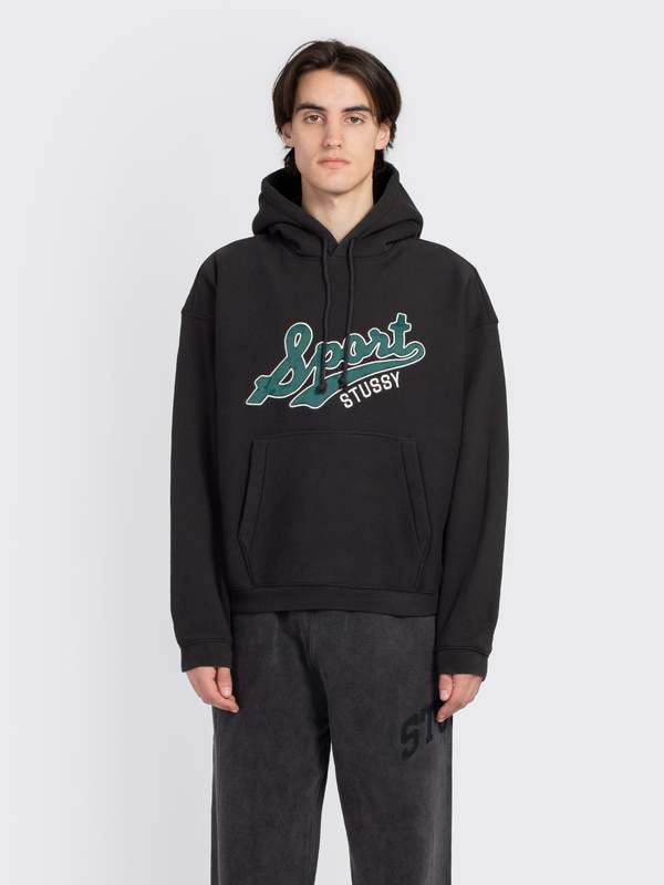 スケートボード Satin Patch Oversized Pullover Hoodie Stussy Satin Patch Oversized Hoodie - Washed Black | Garmentory