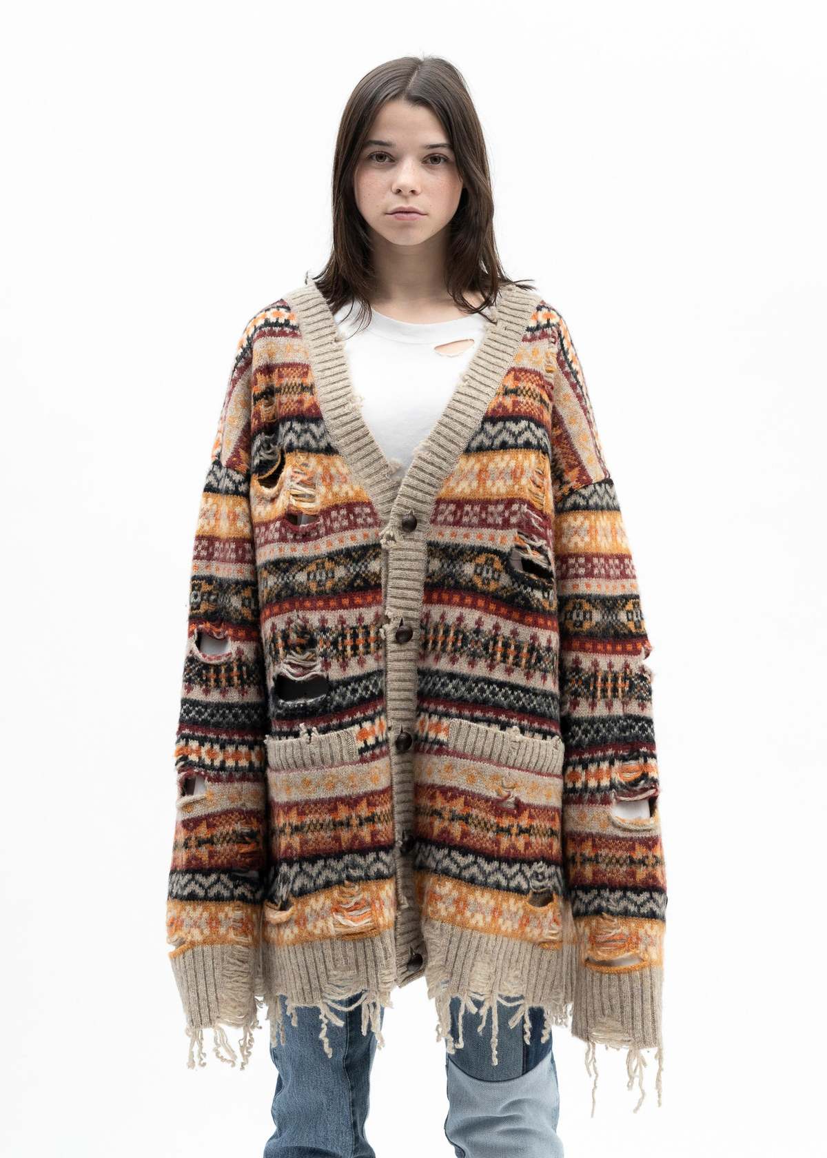 Doublet Oversized Fair-isle Cardigan - Beige Multi | Garmentory