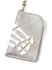 Kapital Crack Leather Thumbs-Up Bone Hand Zip Neck Pouch - Silver - Thumbnail 5