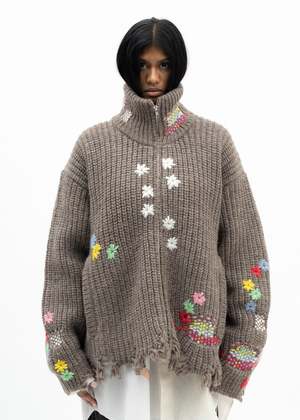 Doublet Darning Cut Off Drivers Knitwear - Camel | Garmentory