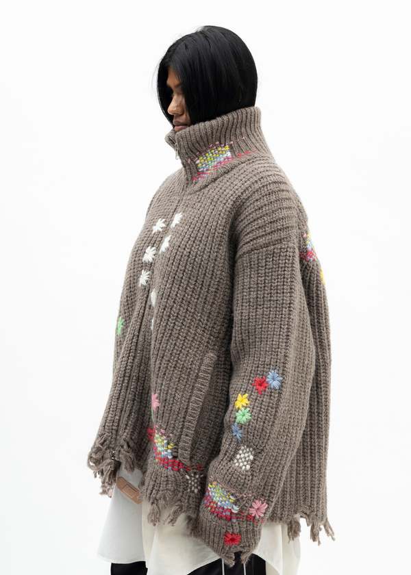 Doublet Darning Cut Off Drivers Knitwear - Camel | Garmentory