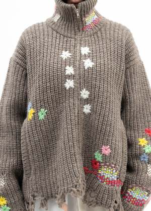 Doublet Darning Cut Off Drivers Knitwear - Camel | Garmentory