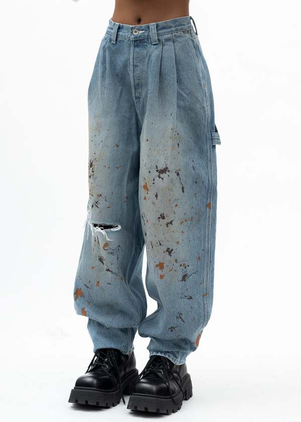 Doublet INDIGO DENIM PAINTER PANTS - Blue | Garmentory