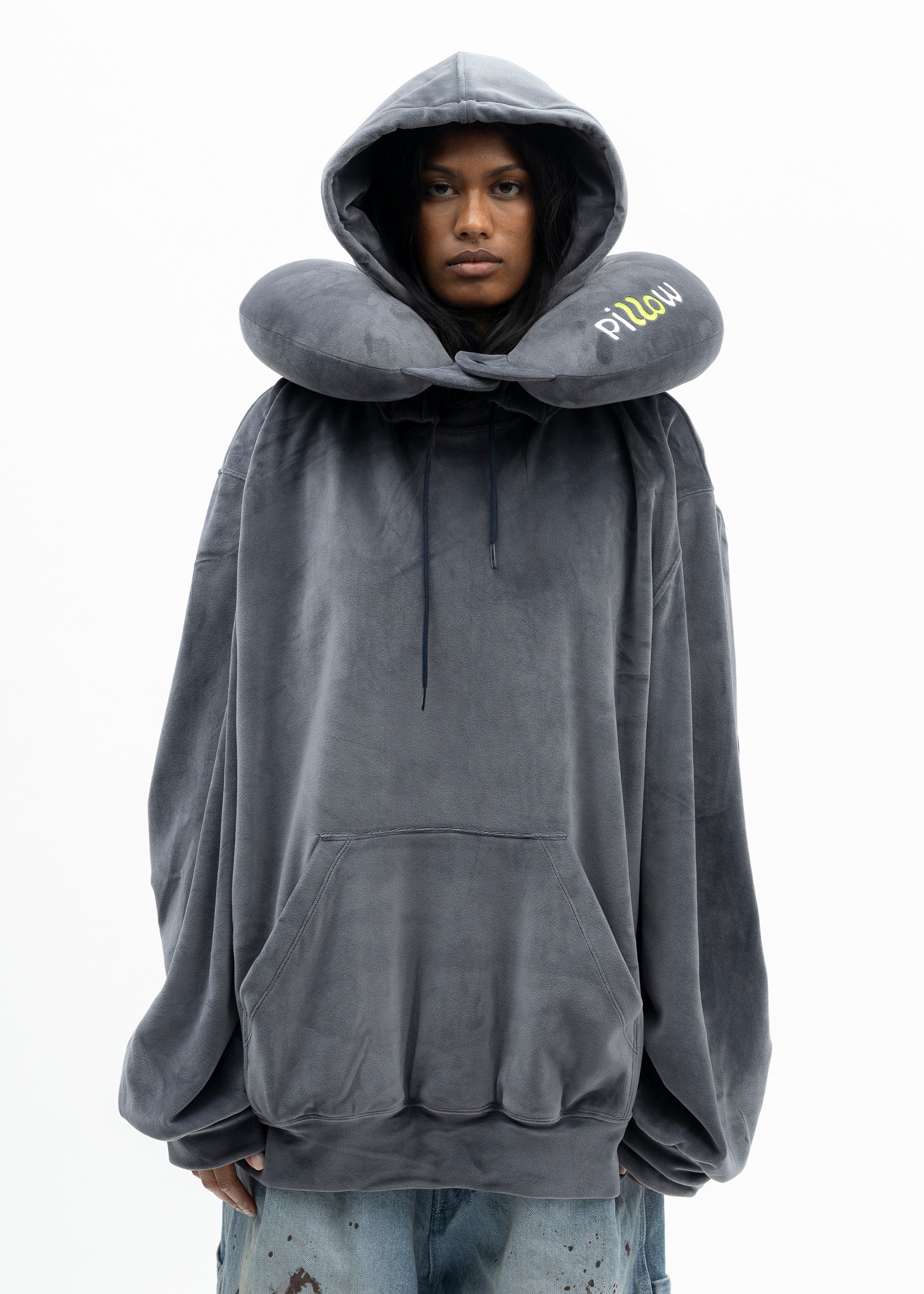 Doublet Neck Pillow Hoodie - Navy | Garmentory