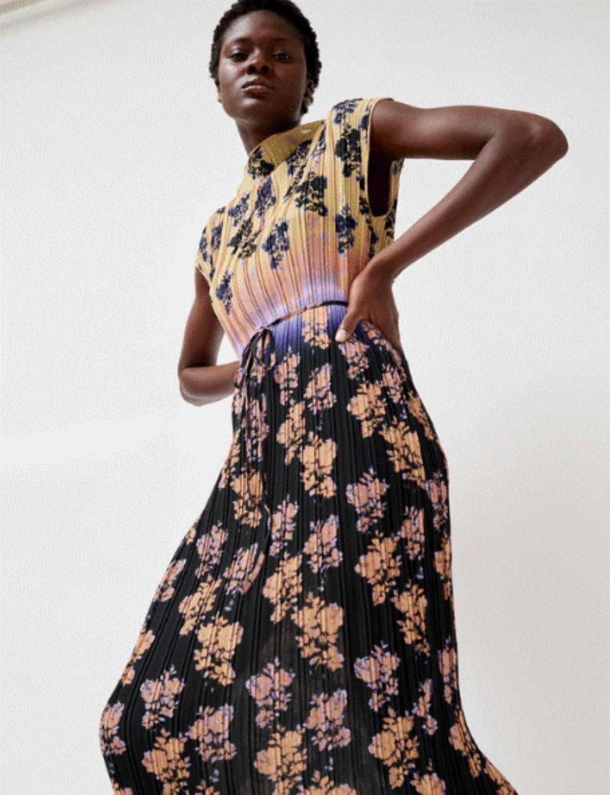 knee length dresses for ladies Gorgeous Aura Strapless Floral Tie-Dye Maxi Dress