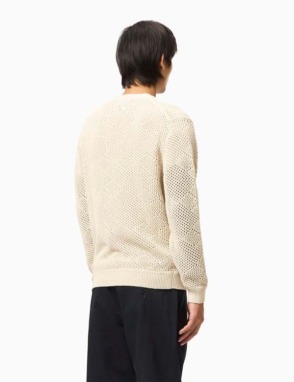 Beams Plus Argyle Mesh Cardigan - Beige | Garmentory