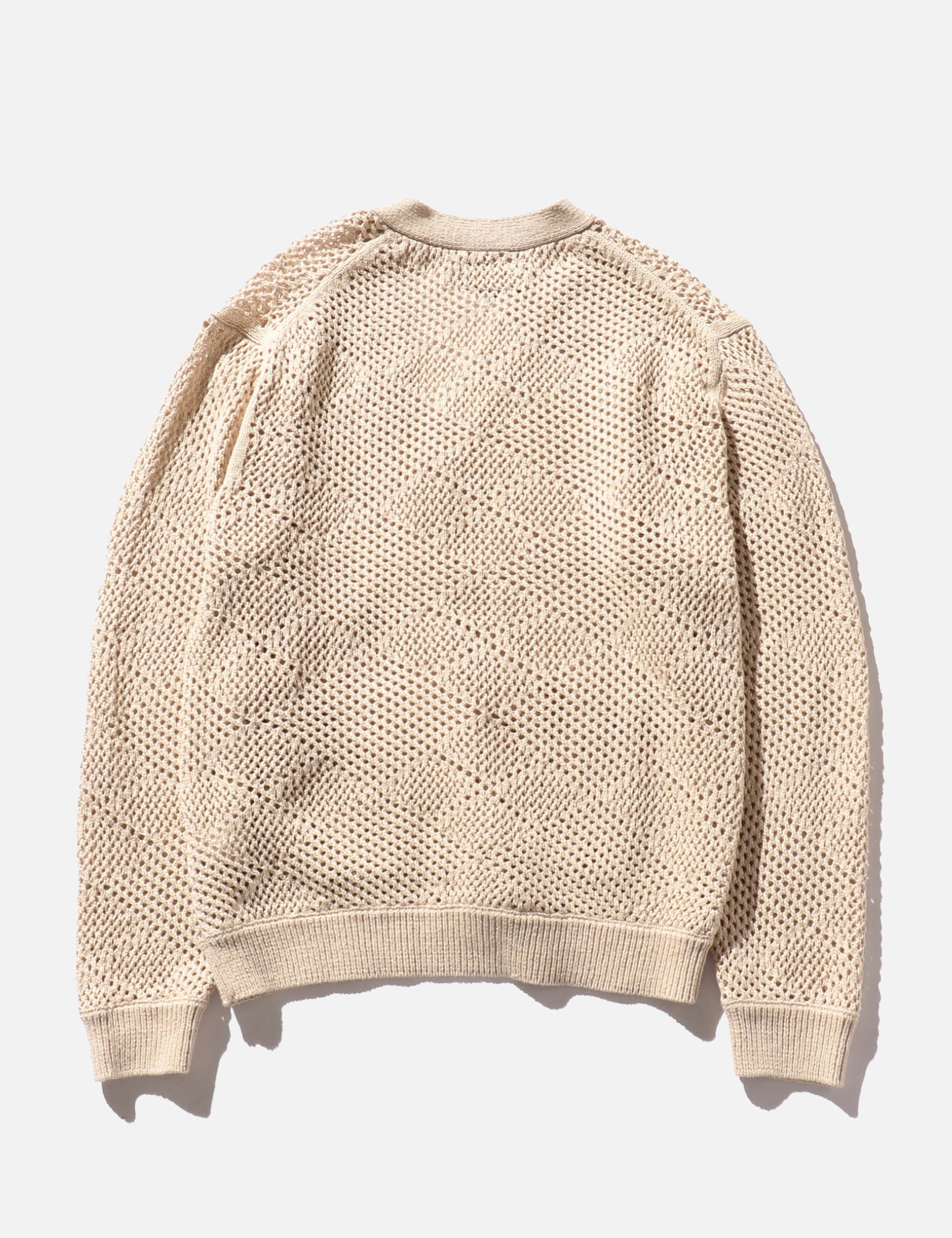 Beams Plus Argyle Mesh Cardigan - Beige | Garmentory