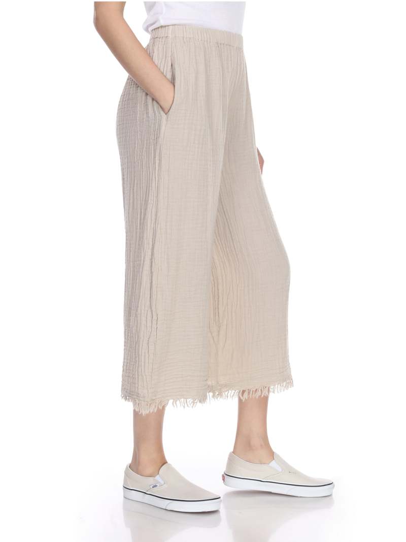 Honest Cotton Frayed Crop Palazzo Pants
