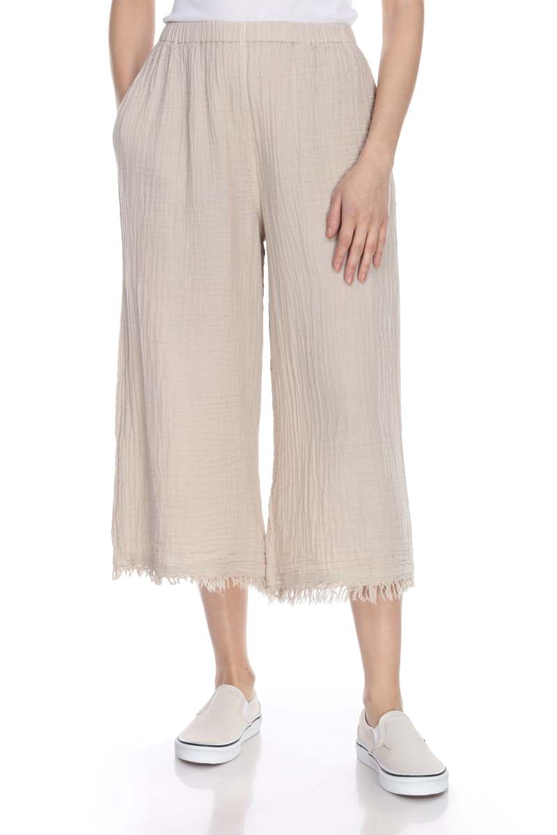Honest Cotton Frayed Crop Palazzo Pants