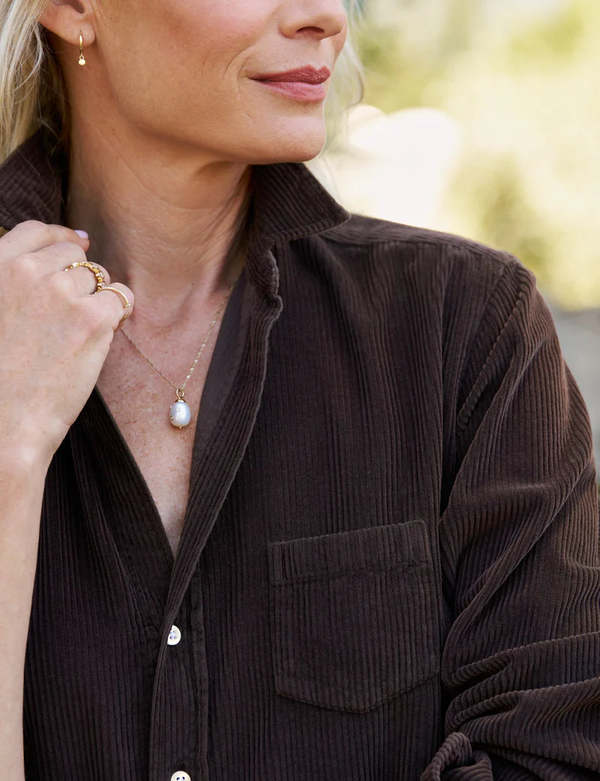 Frank & Eileen Relaxed Corduroy Button Up Shirt - Espresso