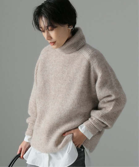 新品未使用 sayakadavis KNITROBE TAUPE×COFFEE SAYAKA DAVIS NEW YORK Ribbed Highneck Top - Blush | Garmentory