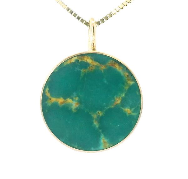 Young in the Mountains Turquoise Circ Necklace Gold/Green Garmentory