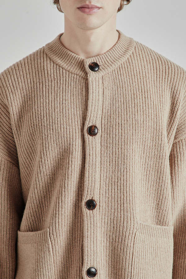 FRIZMWORKS Heavy Wool Round Cardigan - Oatmeal | Garmentory