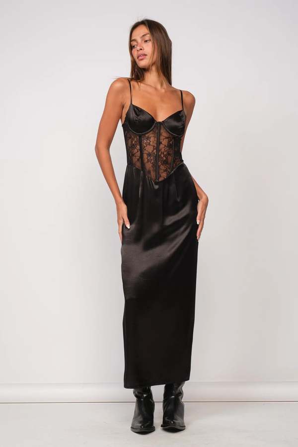 white christmas dresses Black Sequin Corset Maxi Dress