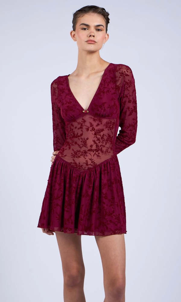 burgundy halter midi dress Burgundy Halter Ruffle Midi Summer Dress – FancyVestido main image 1
