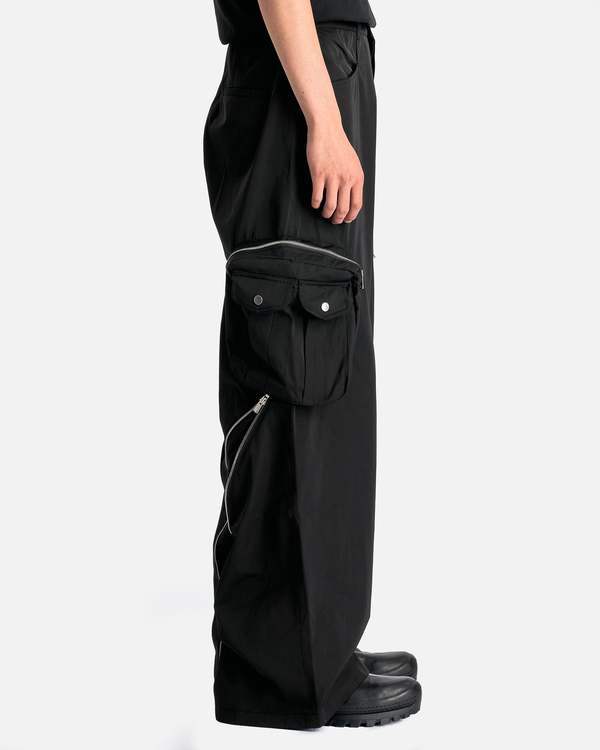 FFFPOSTALSERVICE Wide Backzip Cargos - Black | Garmentory