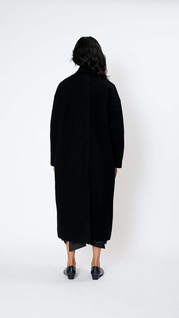 Noir Kei Ninomiya Double Breasted Coat - Black | Garmentory