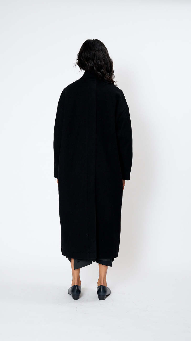 Noir Kei Ninomiya Double Breasted Coat - Black | Garmentory