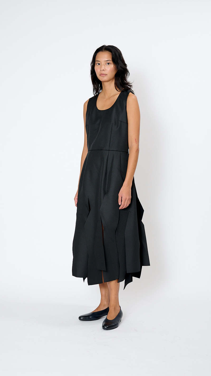Comme Des Garcons Black Black Ruffled Midi Dress In 1 Black
