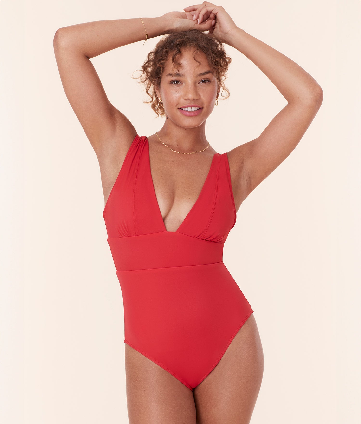 Andie Swim The Mykonos Flat One Piece Cherry Red