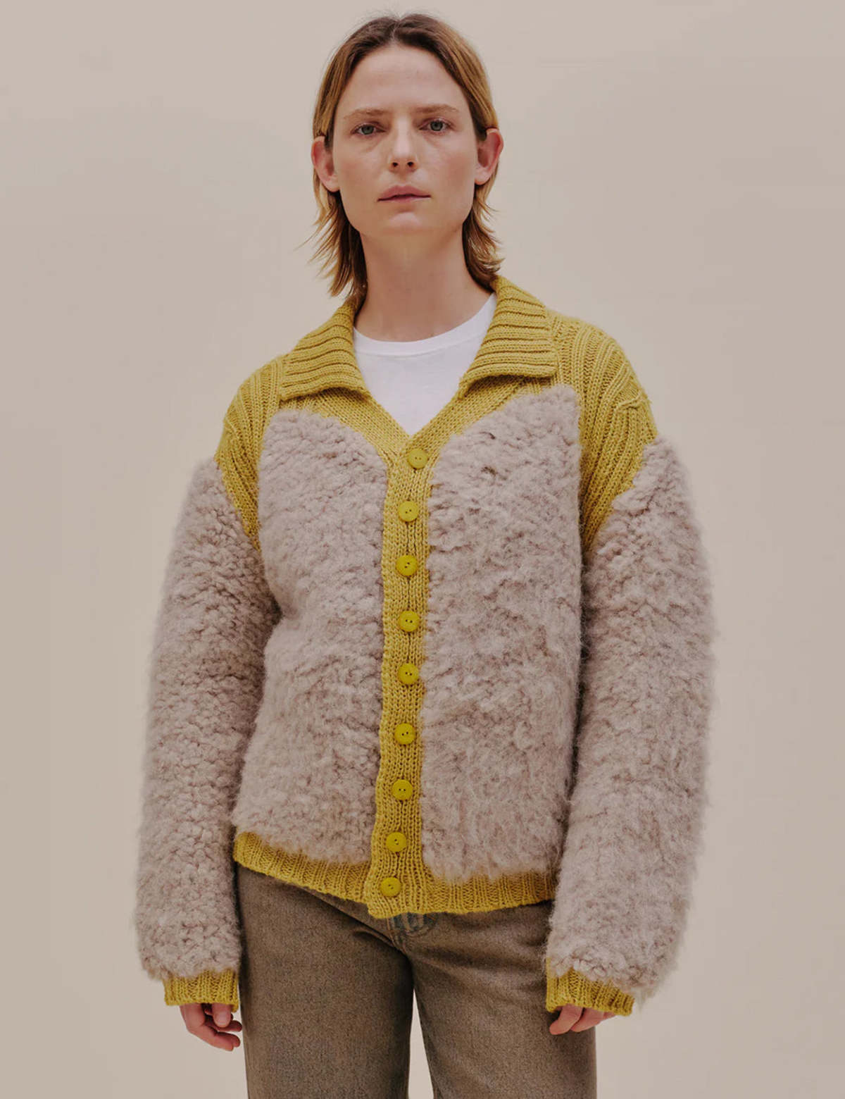 ECKHAUS LATTA Teddy Cardigan - Daffodil - Image 1 of 6
