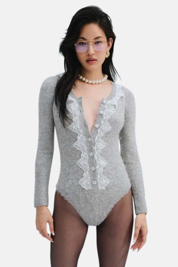 For Love & Lemons Arinah Romper - Grey