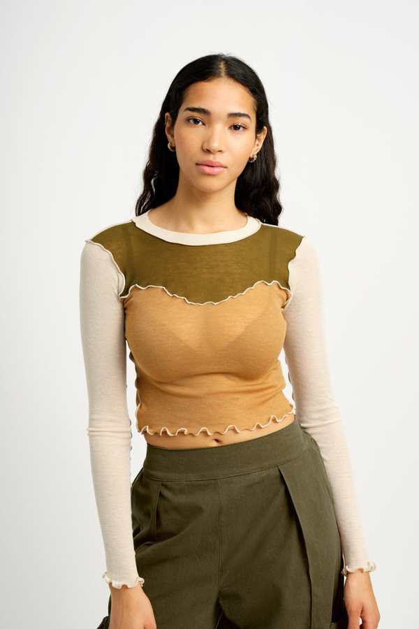 Eliza Faulkner Bella Top - Off White/Camel