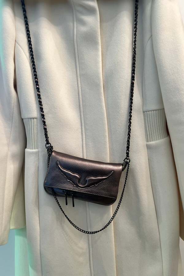 Zadig Voltaire Rock Nano Wings Clutch Gunmetal Garmentory