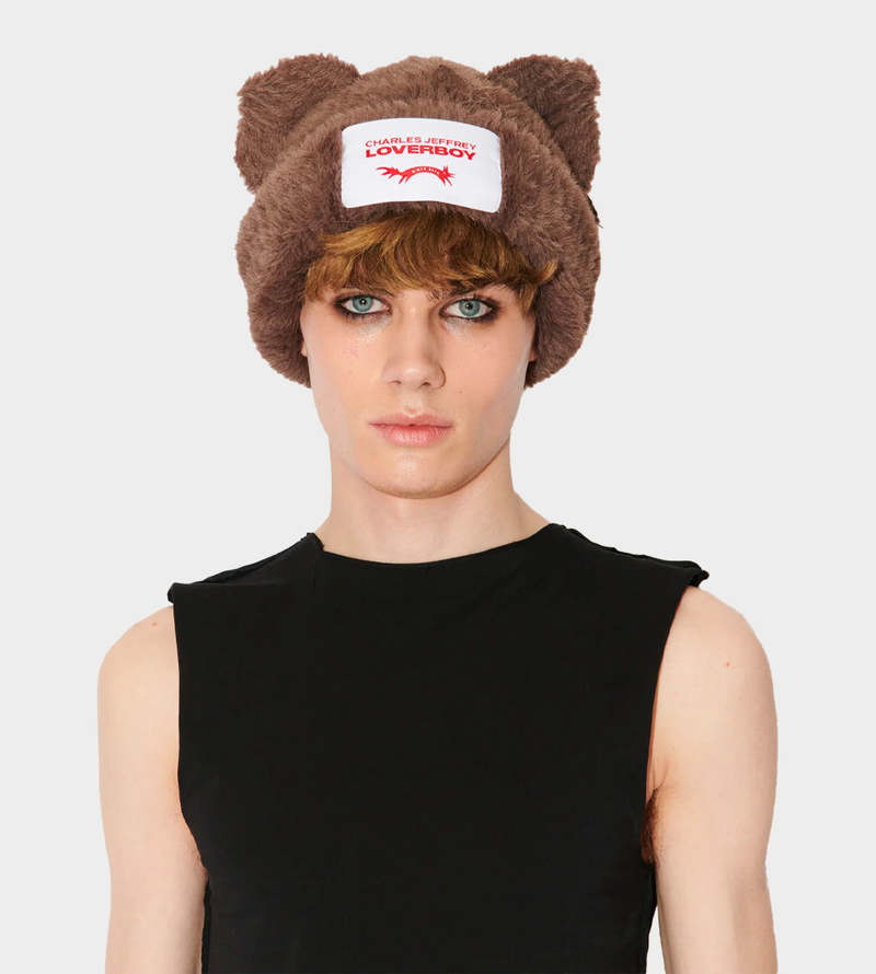 Charles Jeffrey Fluffy Chunky Ears Beanie - Brown | Garmentory display picture 2