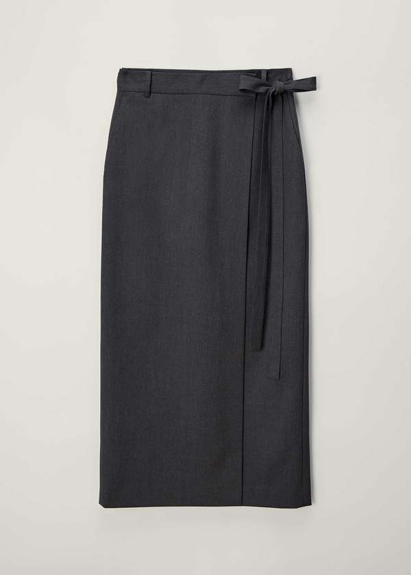 Dunst Belted Wrap Skirt - Charcoal