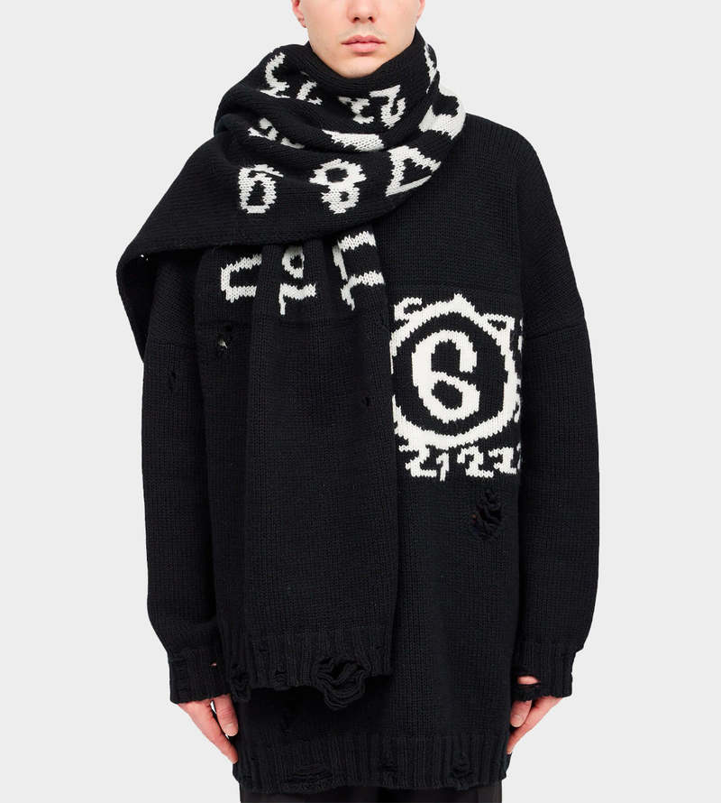 スカーフ Mm6 By Maison Margiela Textured Gradient Wool Scarf MM6 Maison Margiela logo-embroidered rib-knit scarf | Eraldo