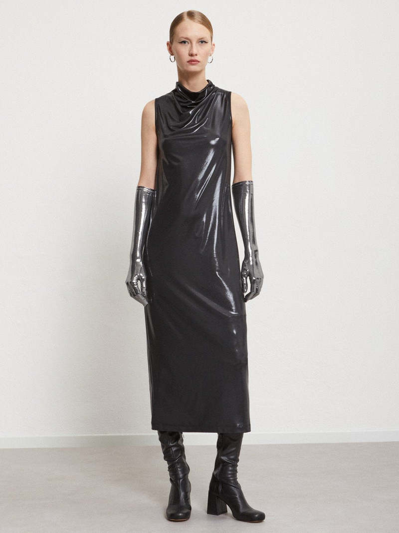 黒 シフォン アシンメトリックドレス　EMOTIONAL DRESSES 38号 PourVous ドレス アシンメトリー パーティードレス セレモニー