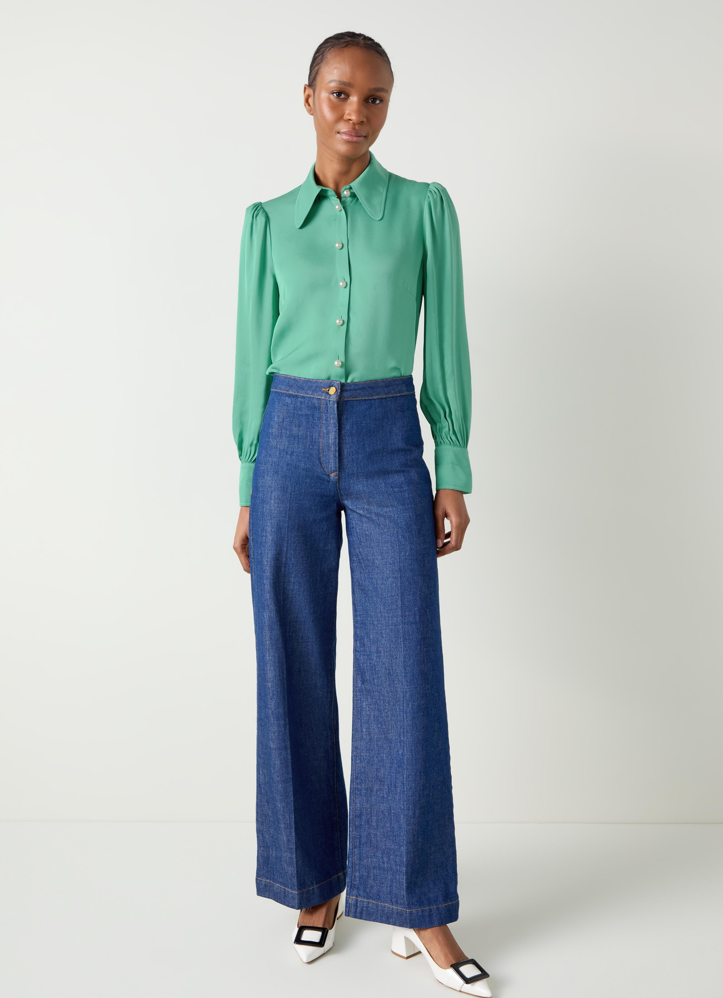 LK Bennett Sonya Satin Crepe Blouse - Light Mint | Garmentory