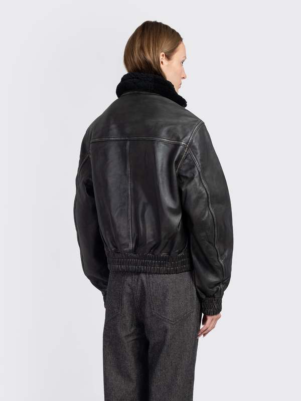 Samsøe Samsøe Sameadow Bomber - Washed Black Olive | Garmentory