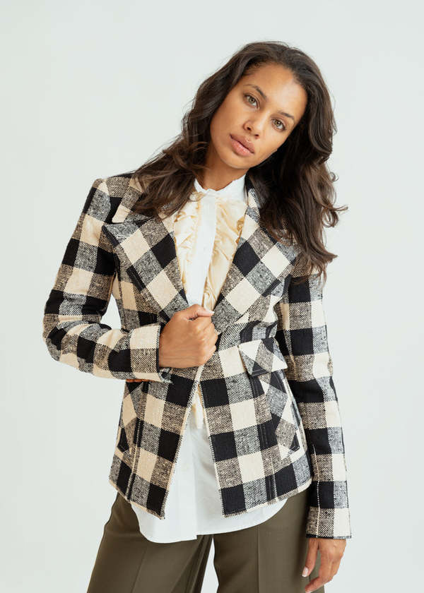 Smythe Check Cutaway Blazer Black Check on Garmentory