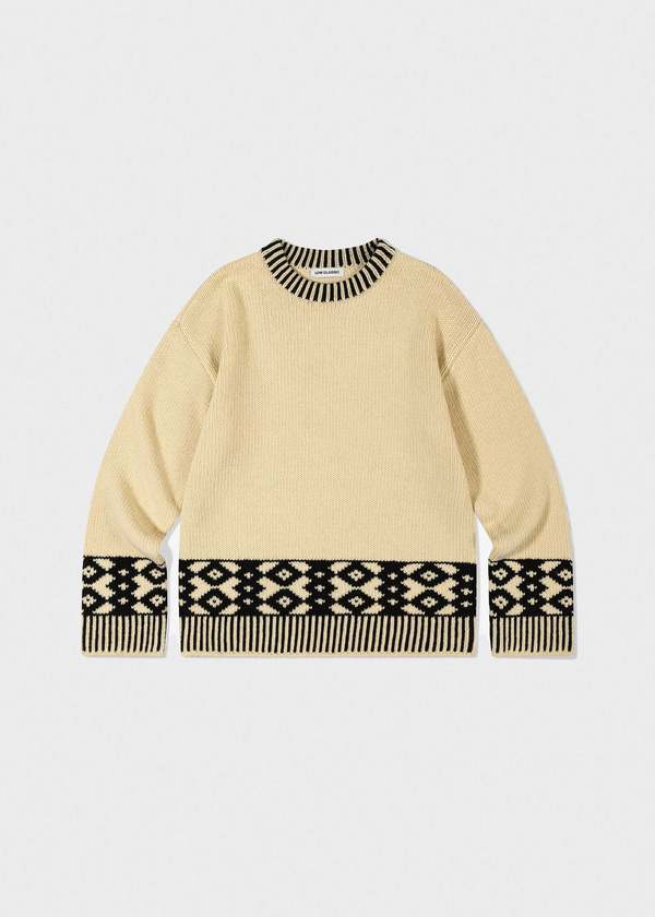 Beige-Diamond-Jacquard-Sweater