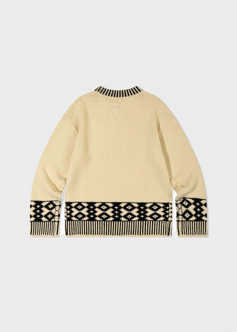 LOW CLASSIC Diamond Jacquard Sweater - Beige | Garmentory