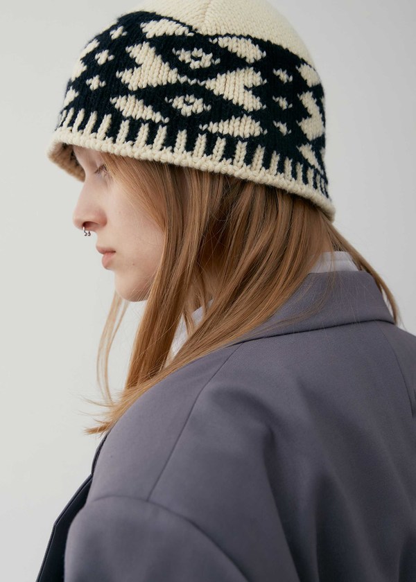LOW CLASSIC Jacquard Beanie - Beige | Garmentory