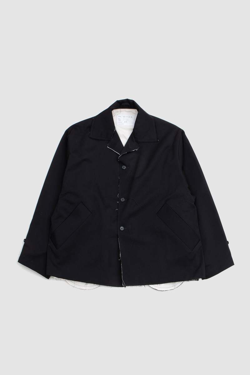 CAMIEL FORTGENS SHORT MAC ジャケット BLACK Camiel Fortgens Wool Twill Short Mac - Black | Garmentory